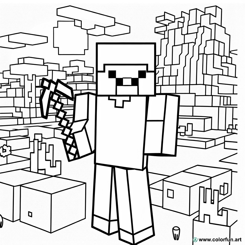 dibujo para colorear de pixel art de Minecraft