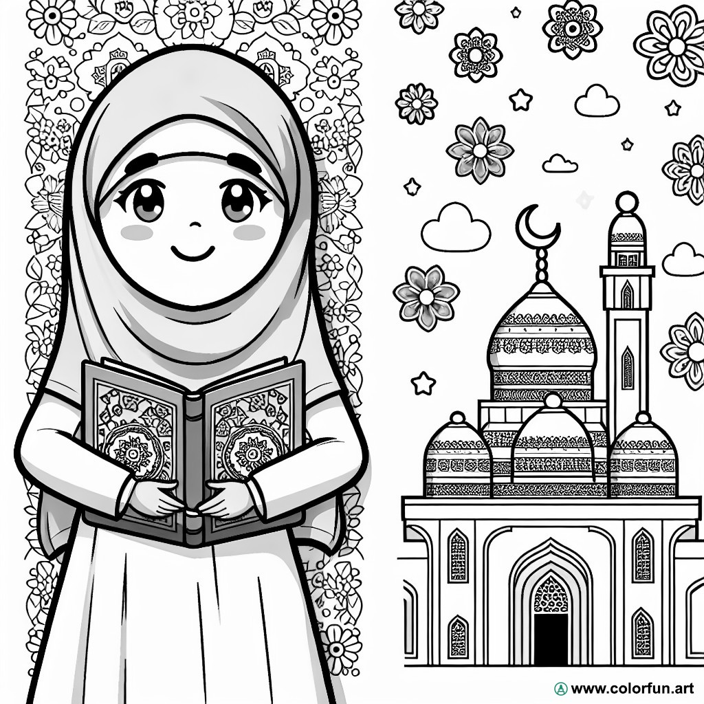 dibujo para colorear musulmana