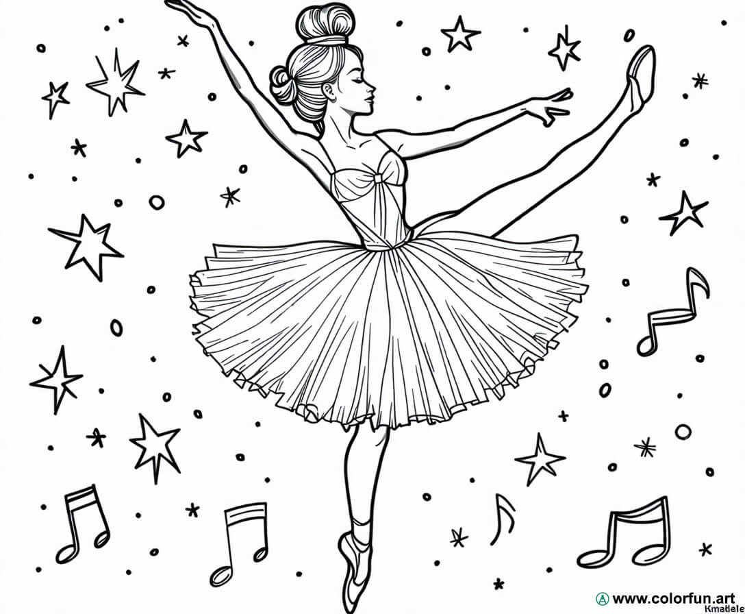 Dibujo para colorear de danza clásica con pirueta Descargar o Imprimir ...