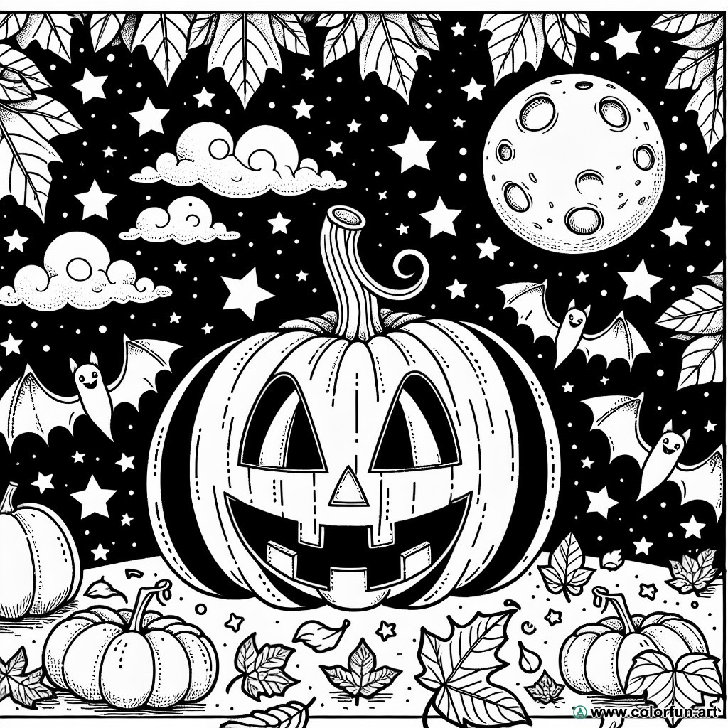 dibujo para colorear de Halloween simple para adultos