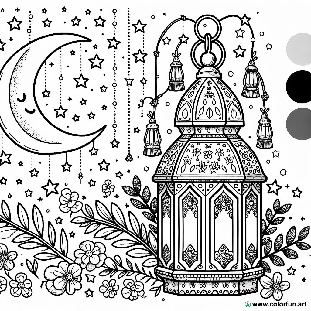dibujo para colorear ramadán fácil
