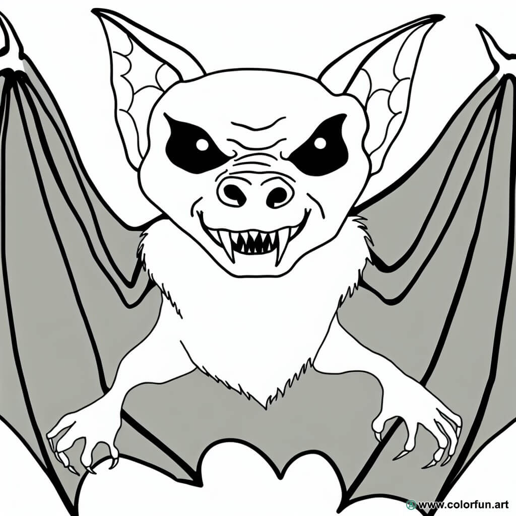 dibujo para colorear murciélago aterrador