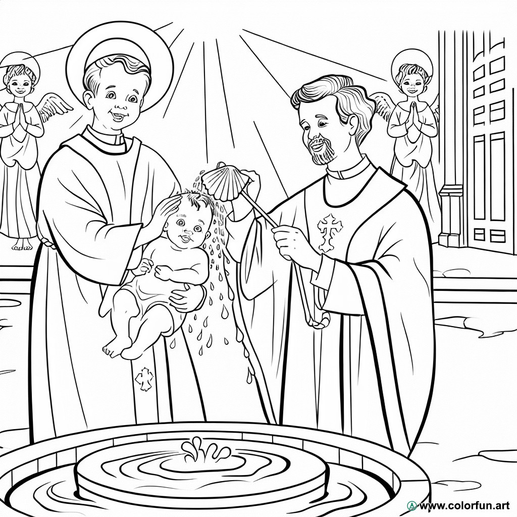 dibujo para colorear cristiano bautismo