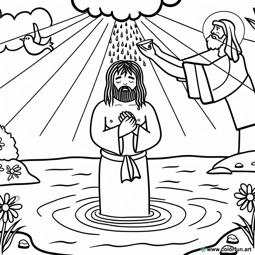 dibujo para colorear bautismo de Jesús