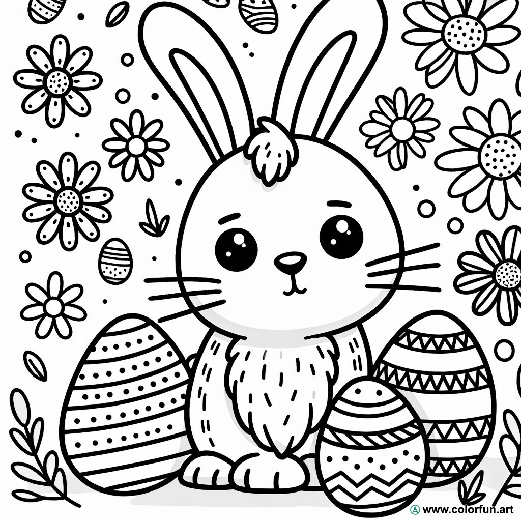 dibujo para colorear conejo de Pascua fácil