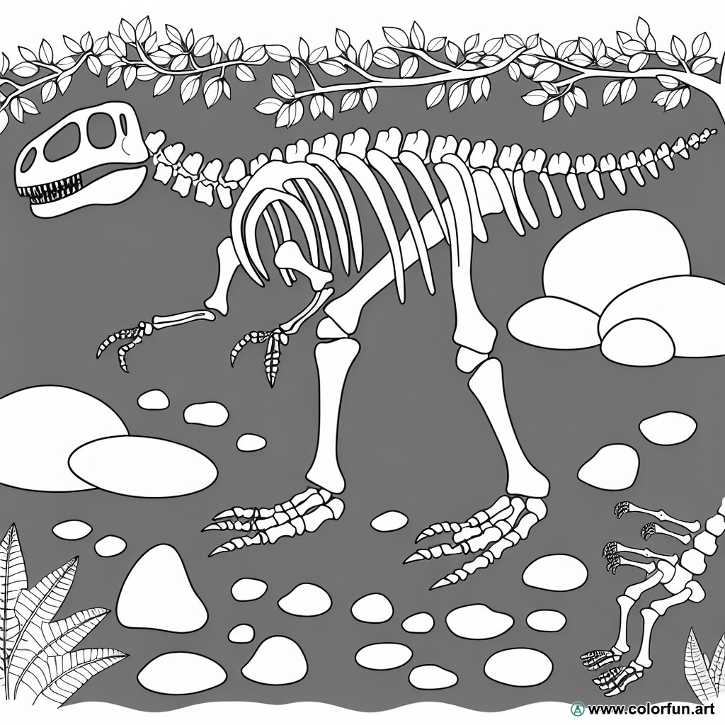 dibujo para colorear esqueleto de dinosaurio