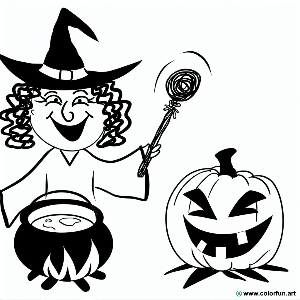 dibujo para colorear halloween brujas