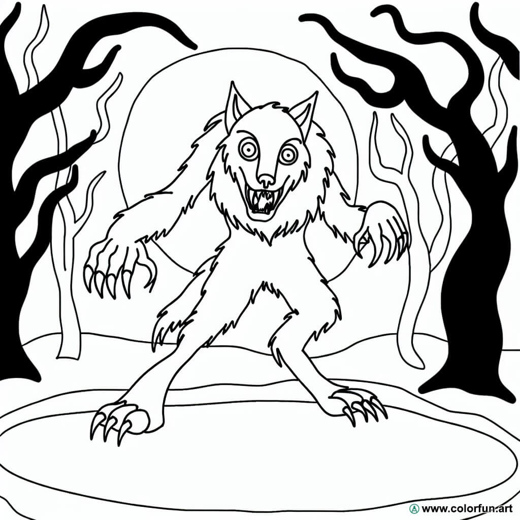 dibujo para colorear de hombre lobo aterrador
