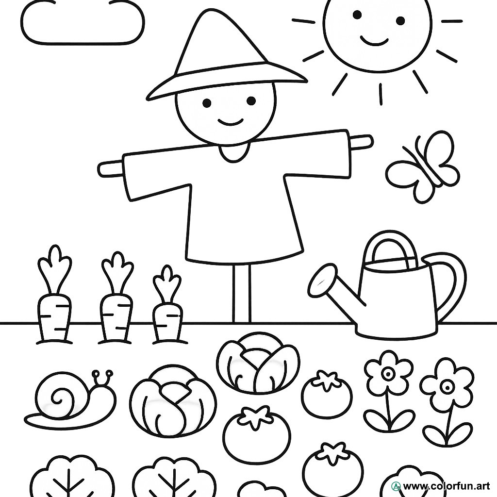 dibujo para colorear huerto infantil
