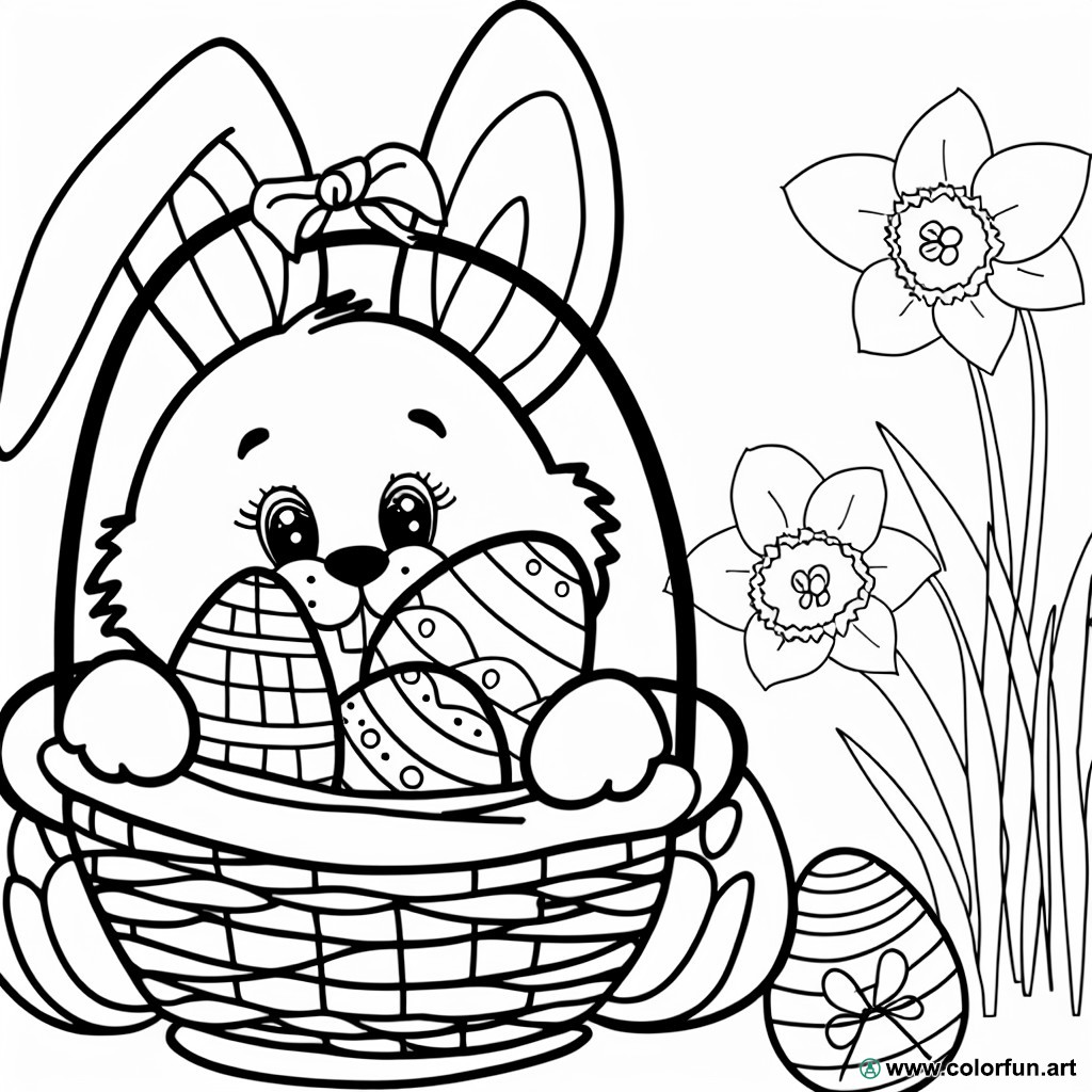 dibujo para colorear conejo de Pascua original