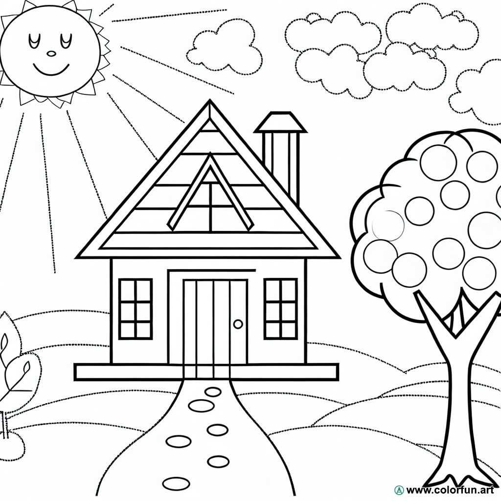 dibujo para colorear casa fácil