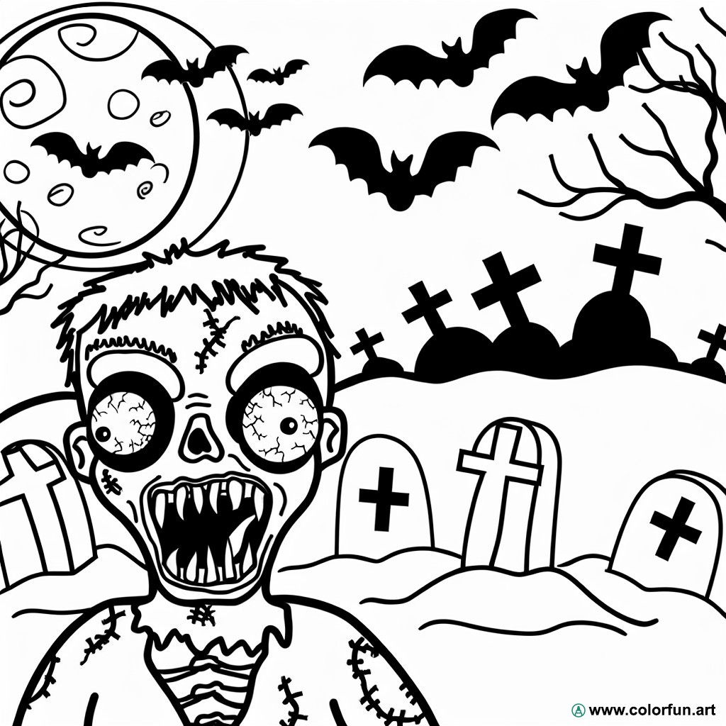 dibujo para colorear zombie aterrador