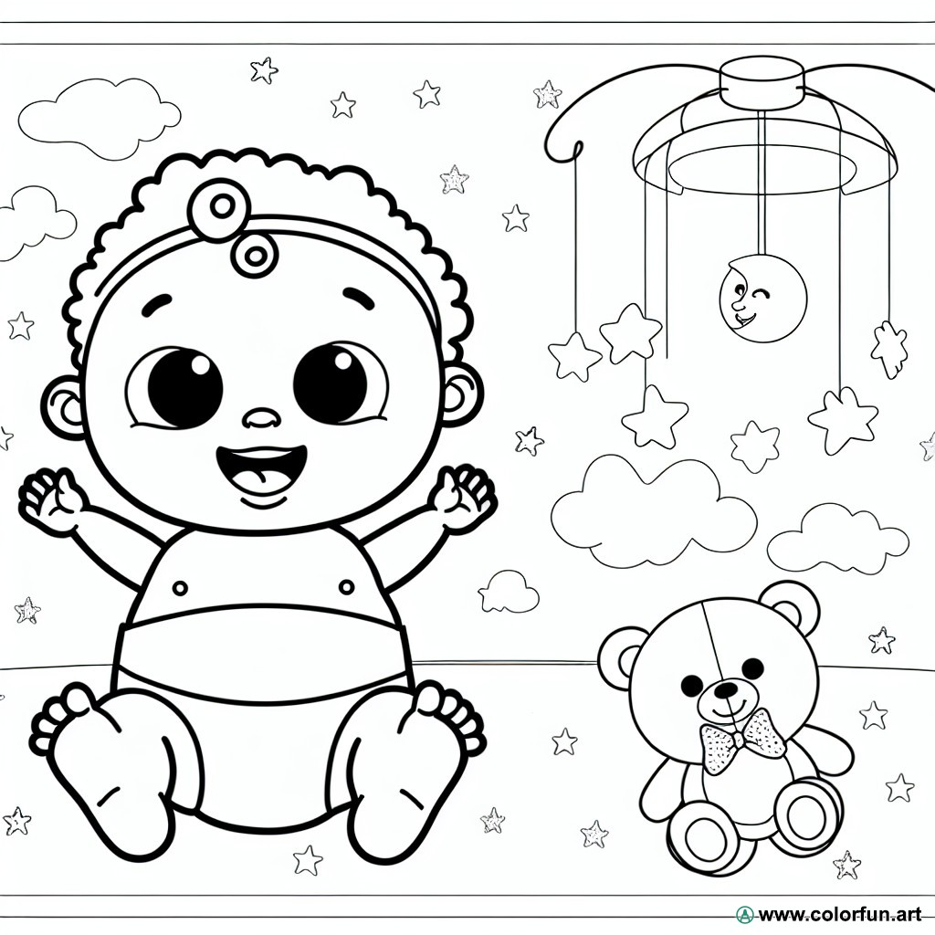 dibujo para colorear bebé humano niña