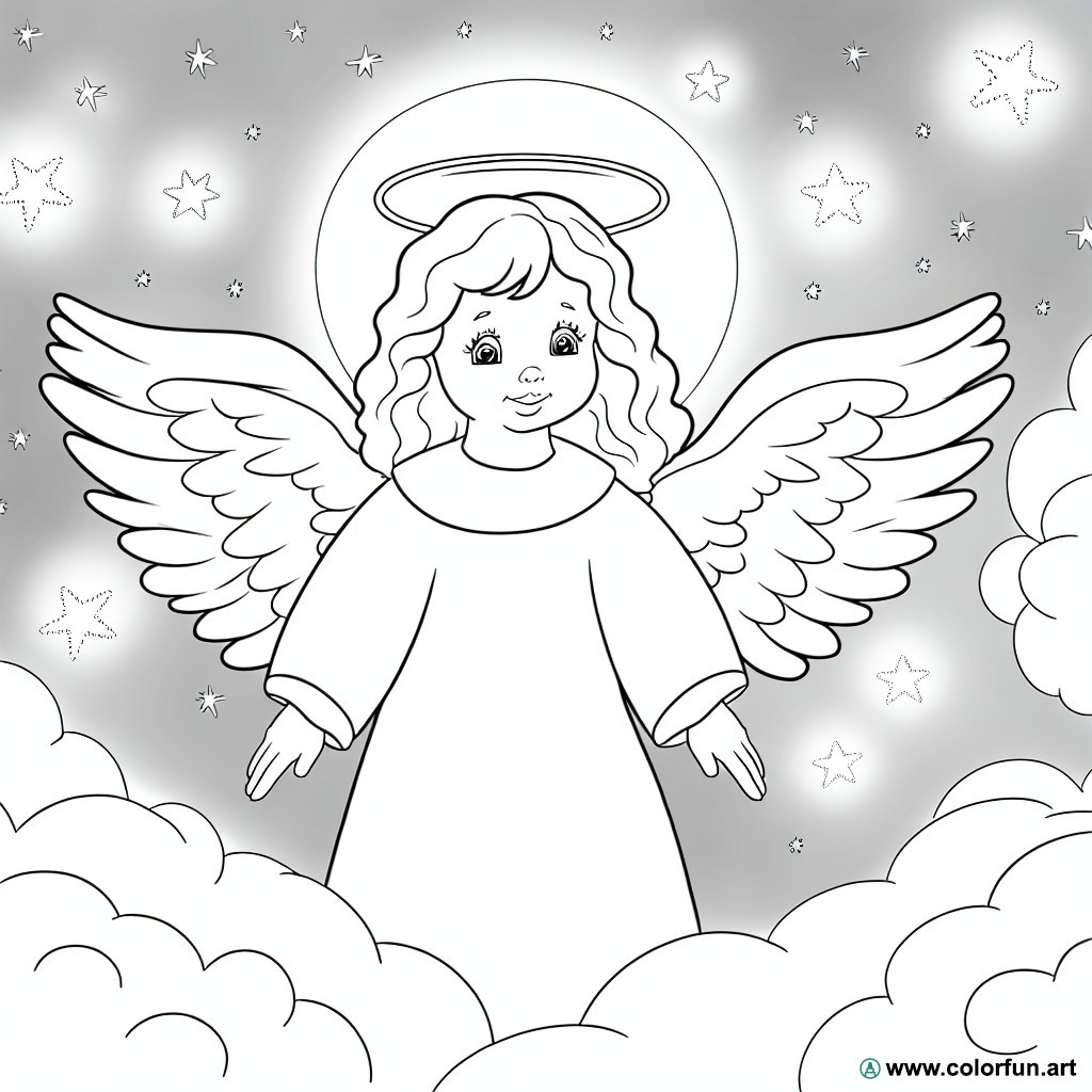 dibujo para colorear ángel celestial
