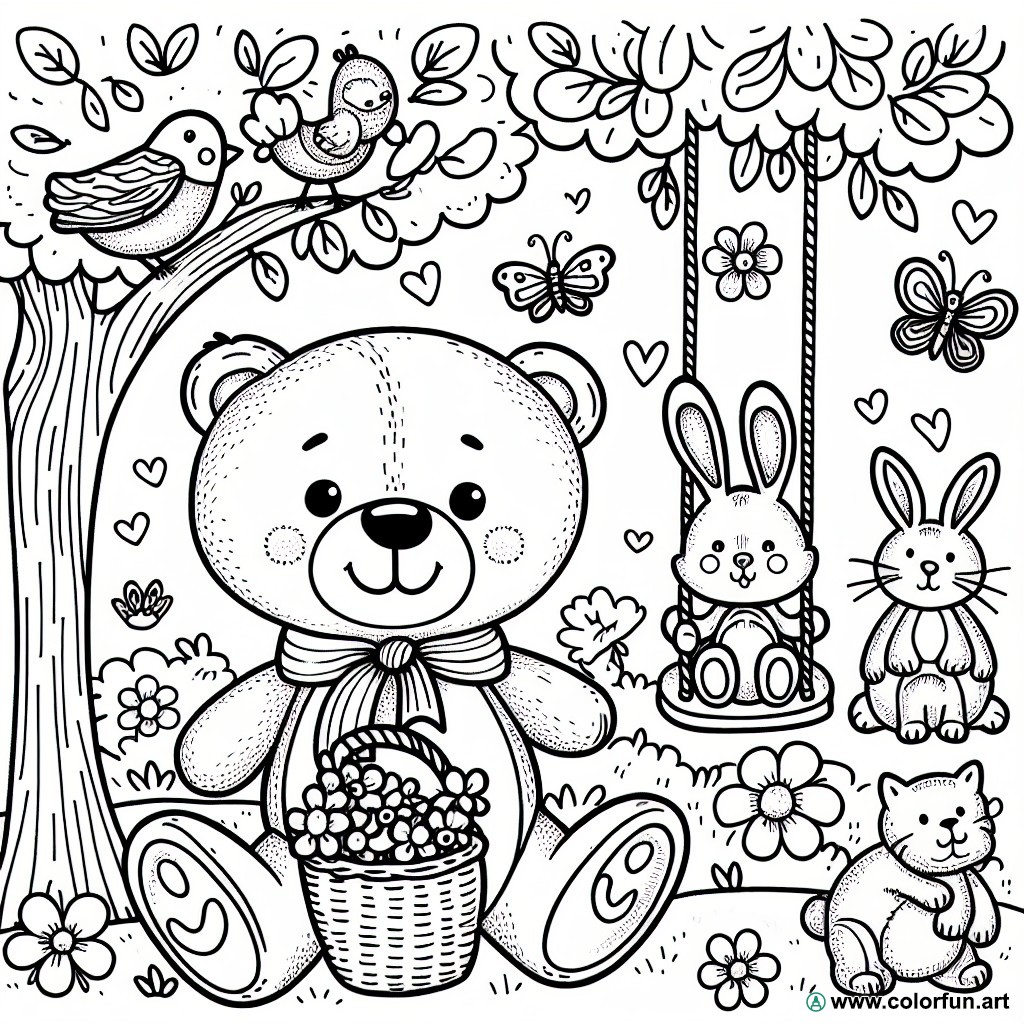 dibujo para colorear osos amorosos animales