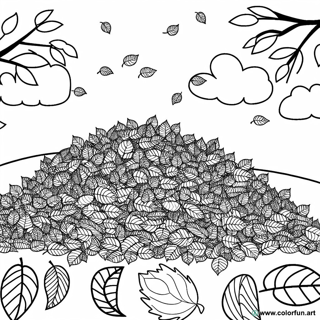 dibujo para colorear otoño hojas secas