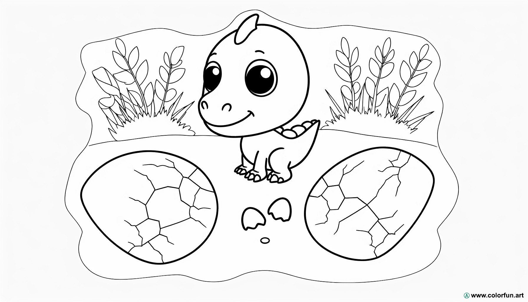 dibujo para colorear bebé dinosaurio fácil