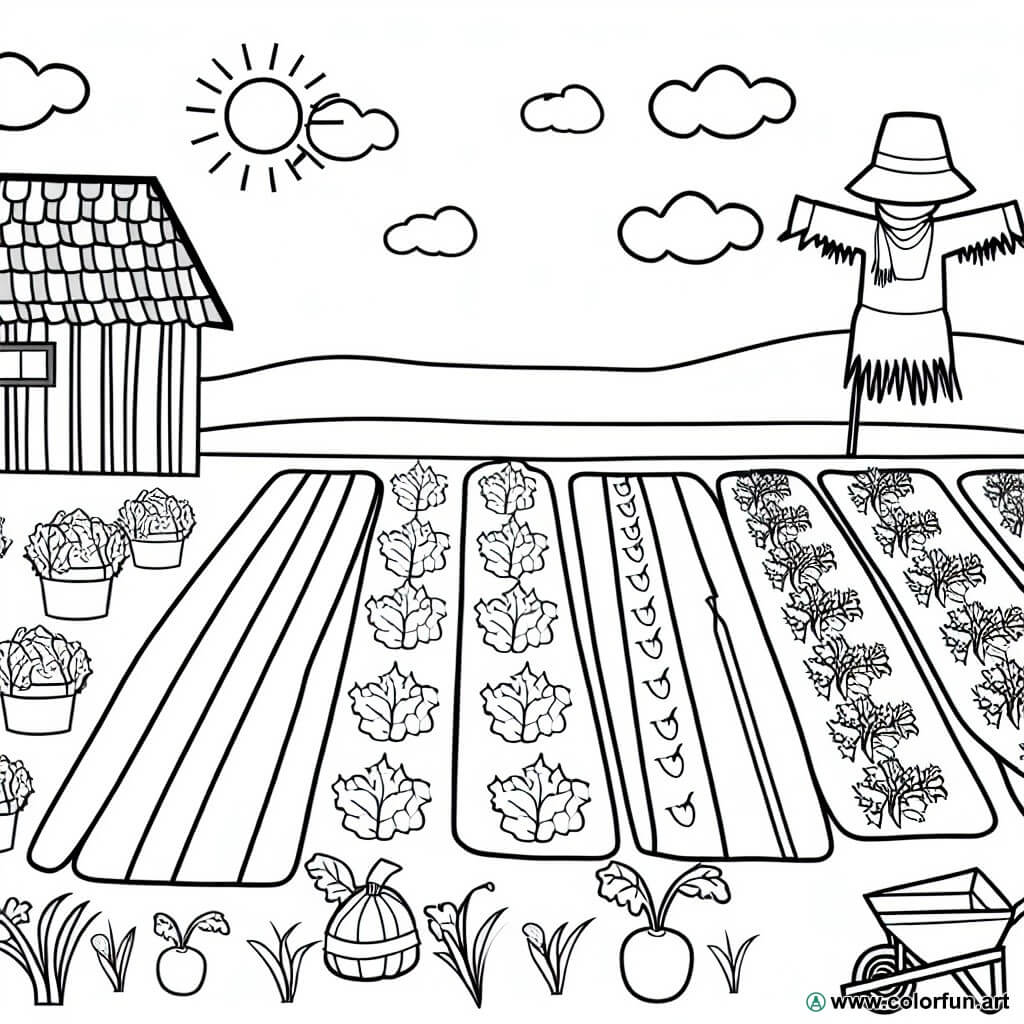 dibujo para colorear huerto
