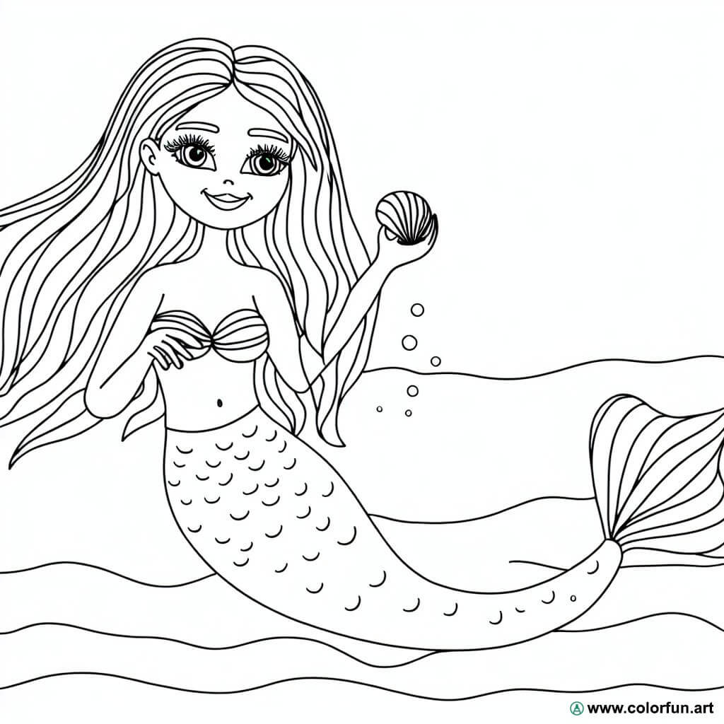 dibujo para colorear sirena océano