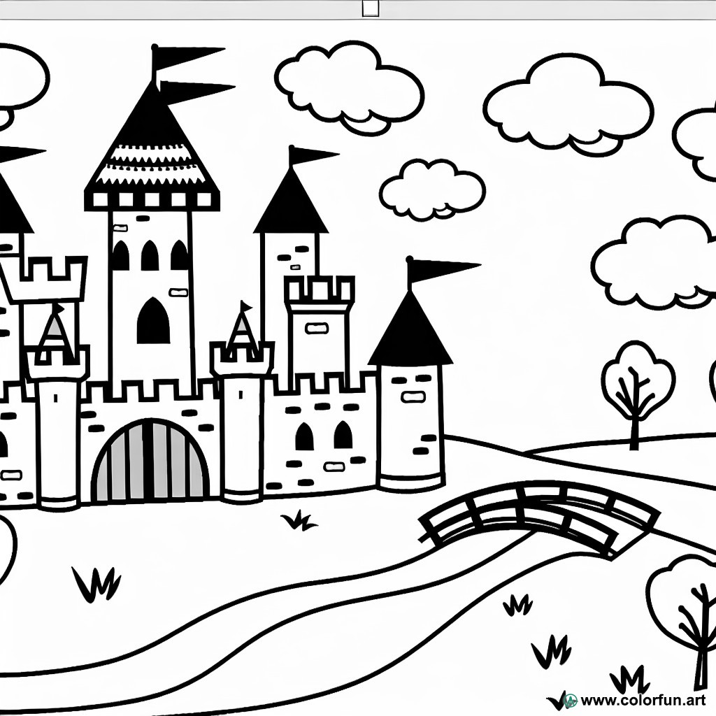 dibujo para colorear castillo preescolar