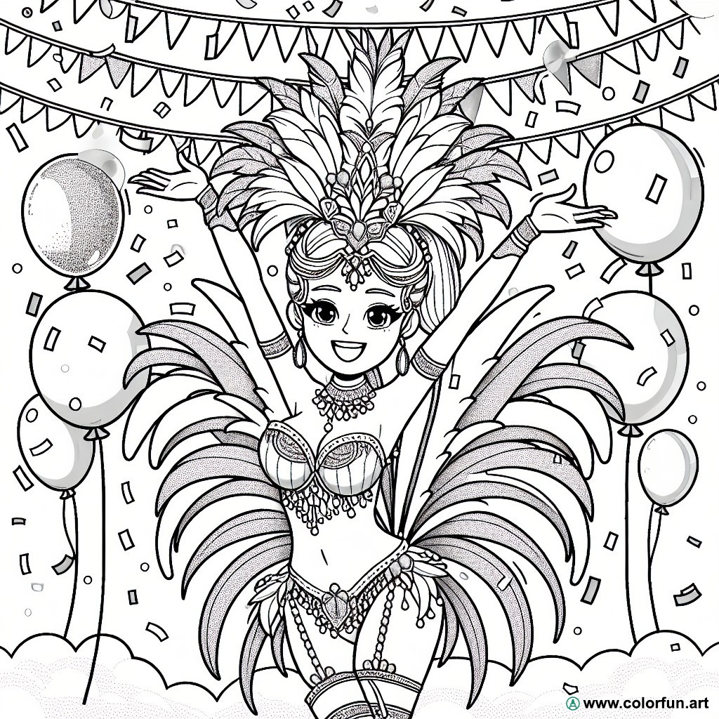 dibujo para colorear bailarina carnaval