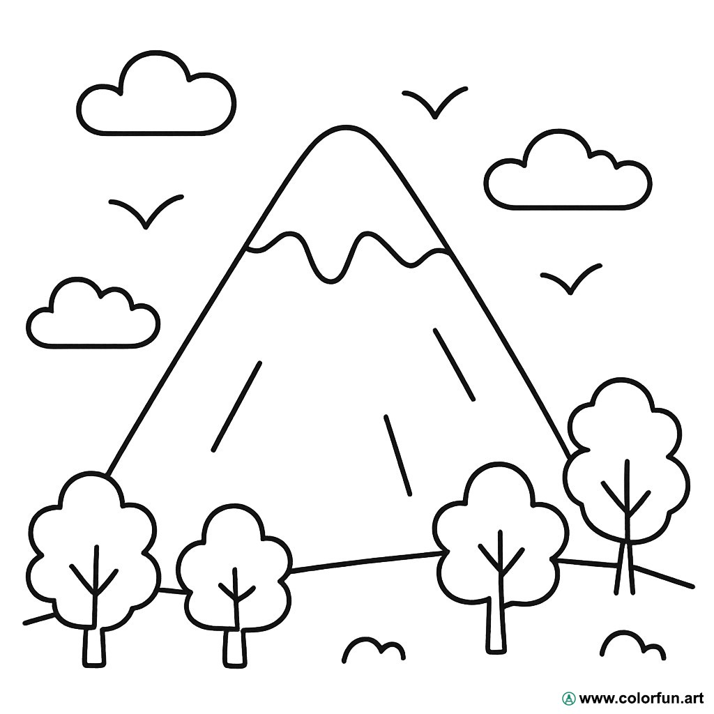 dibujo para colorear montaña fácil
