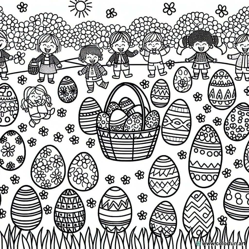 dibujo para colorear huevos de Pascua originales