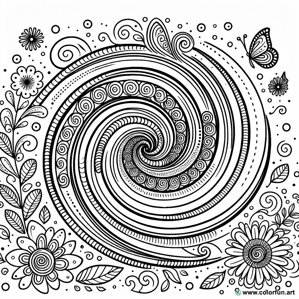 dibujo para colorear espiral zen