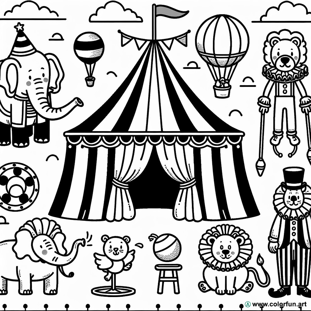 dibujo para colorear circo adulto