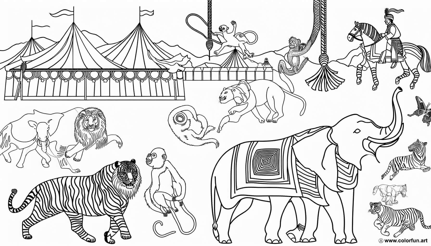 dibujo para colorear circo animales