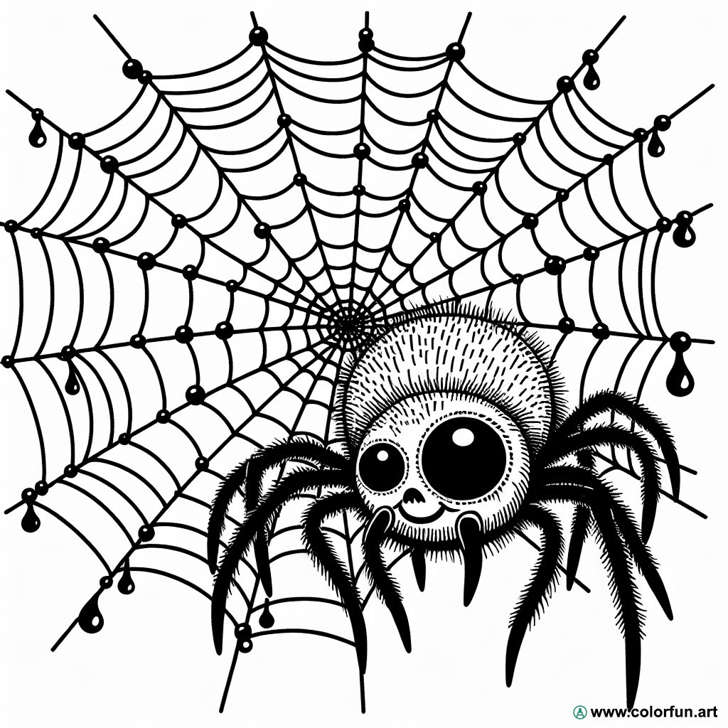 dibujo para colorear araña halloween aterradora