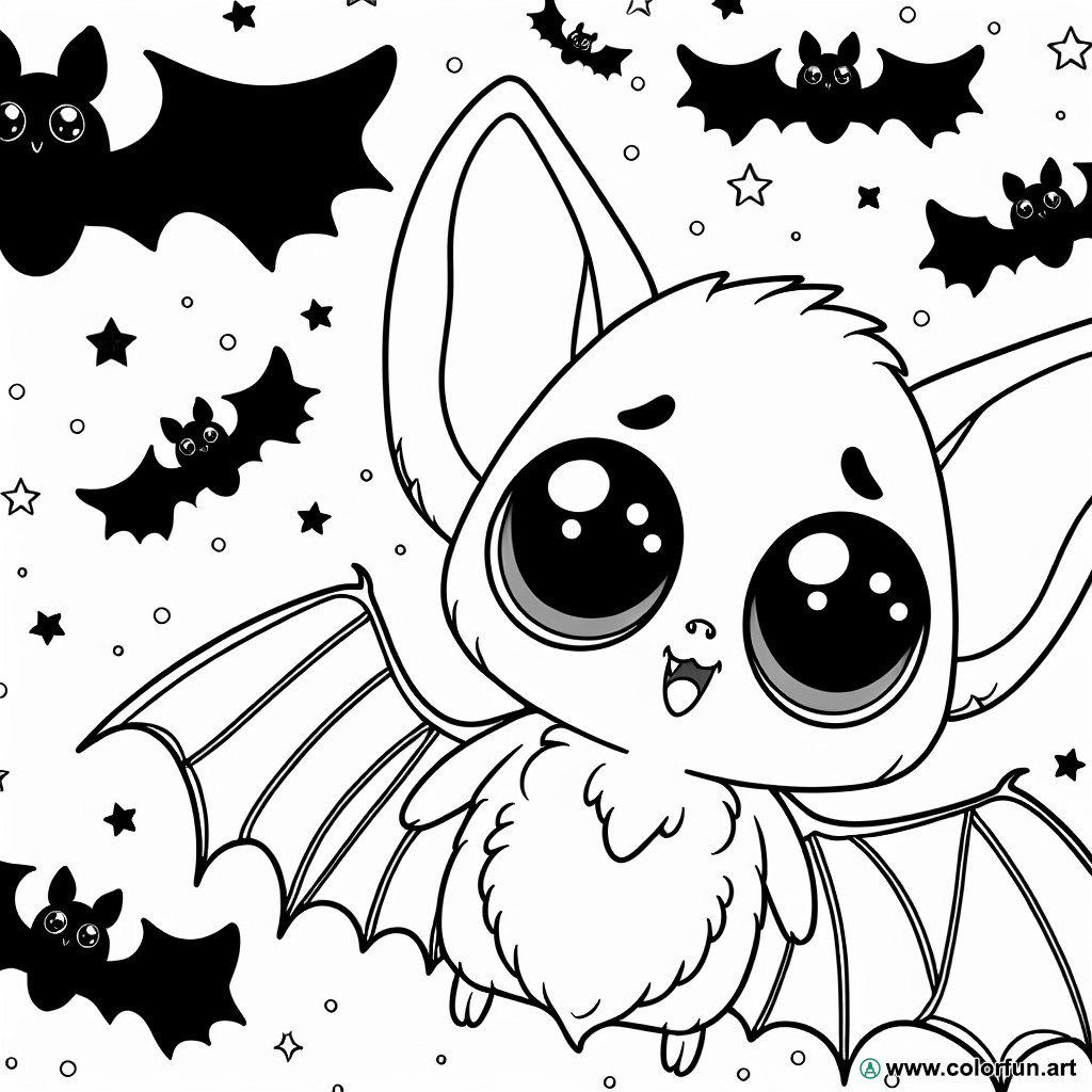 dibujo para colorear de murciélago lindo