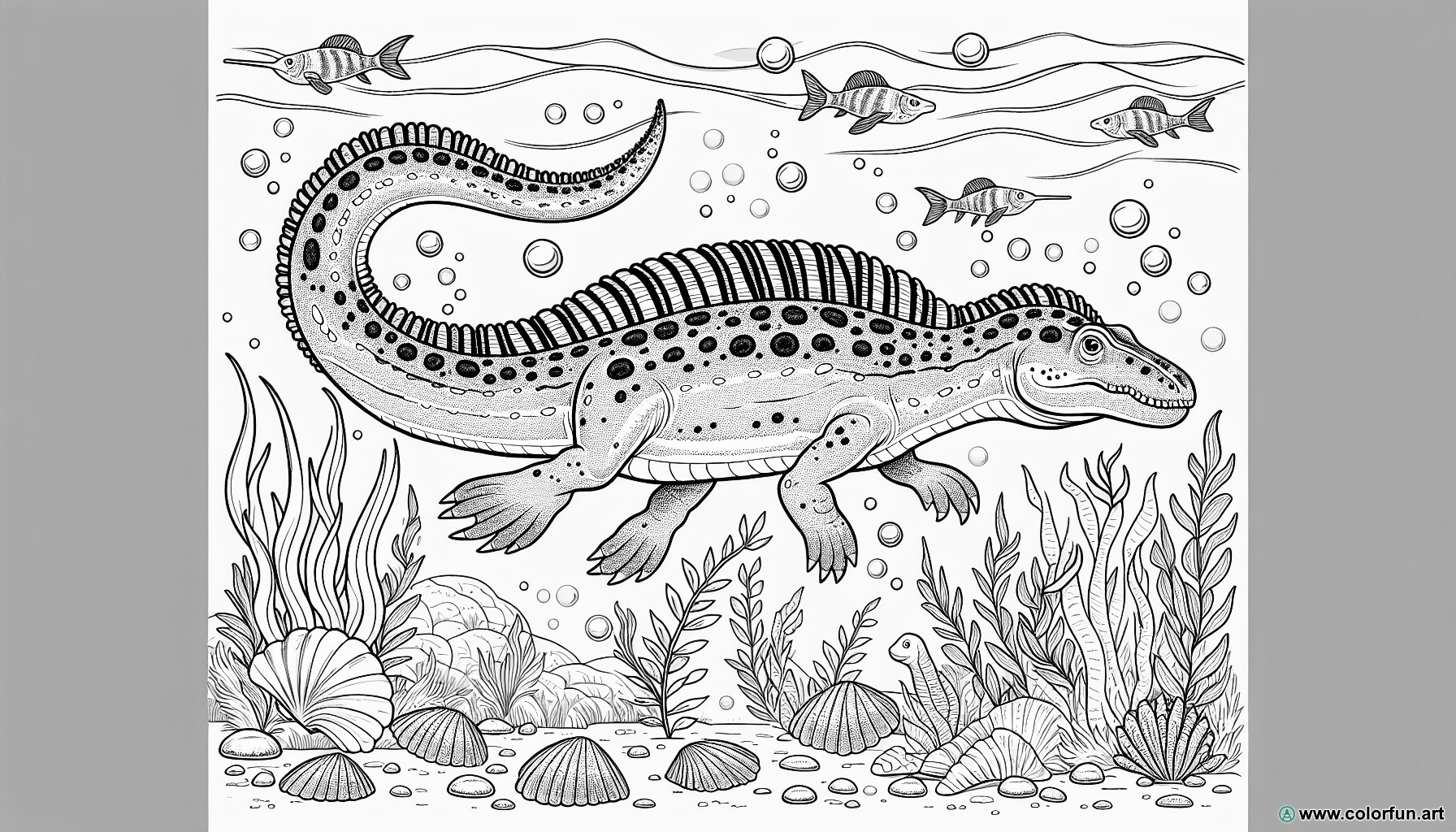 dibujo para colorear de mosasaurio prehistórico