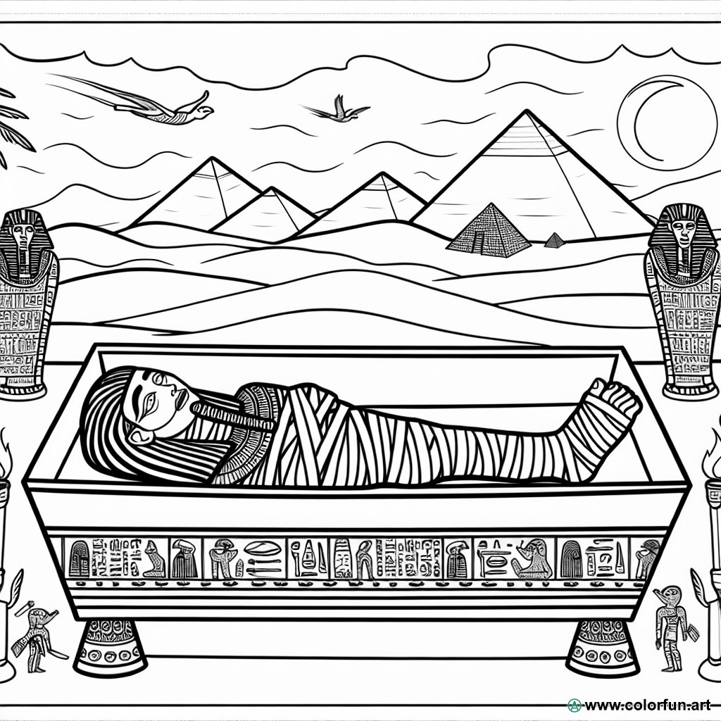 dibujo para colorear momia egipto