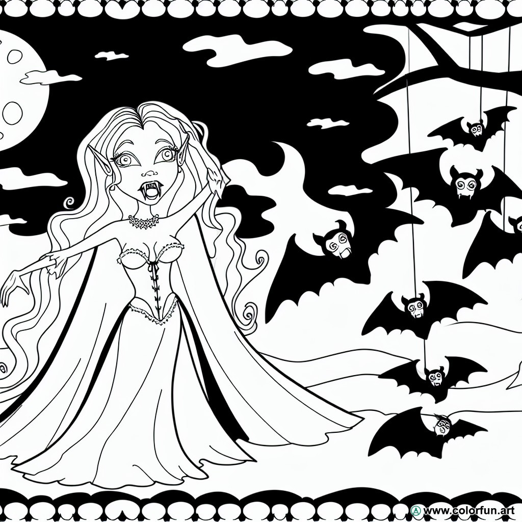dibujo para colorear vampira mujer