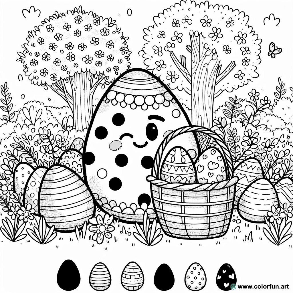 dibujo para colorear huevos de Pascua divertidos