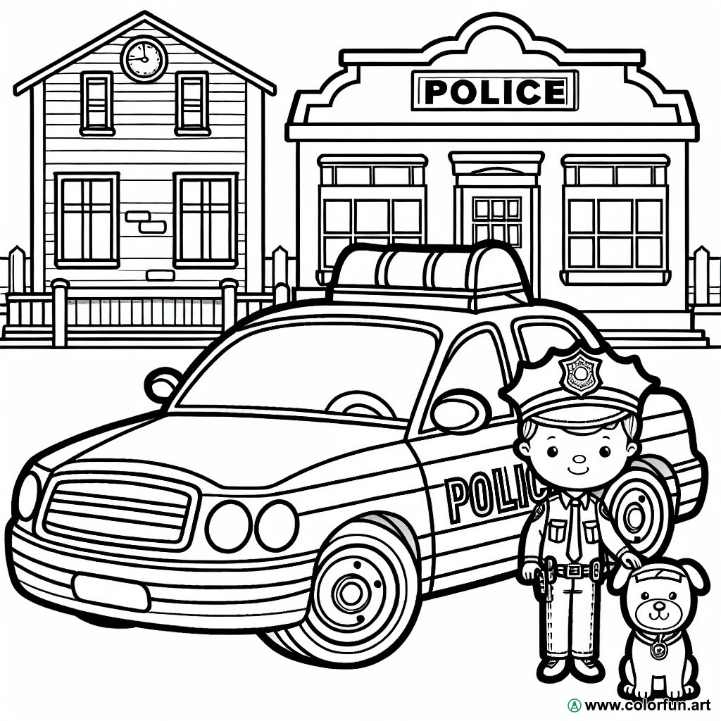 dibujo para colorear policía niño