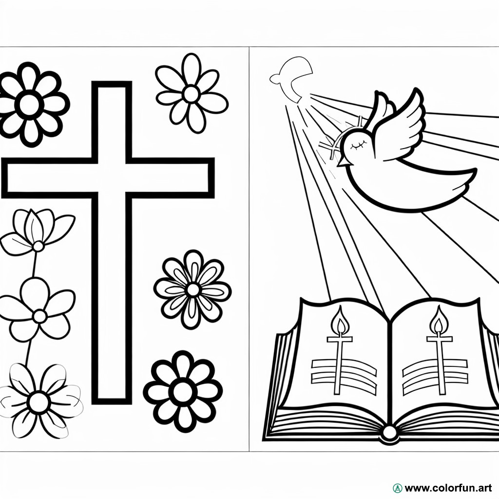 dibujo para colorear cruz católica