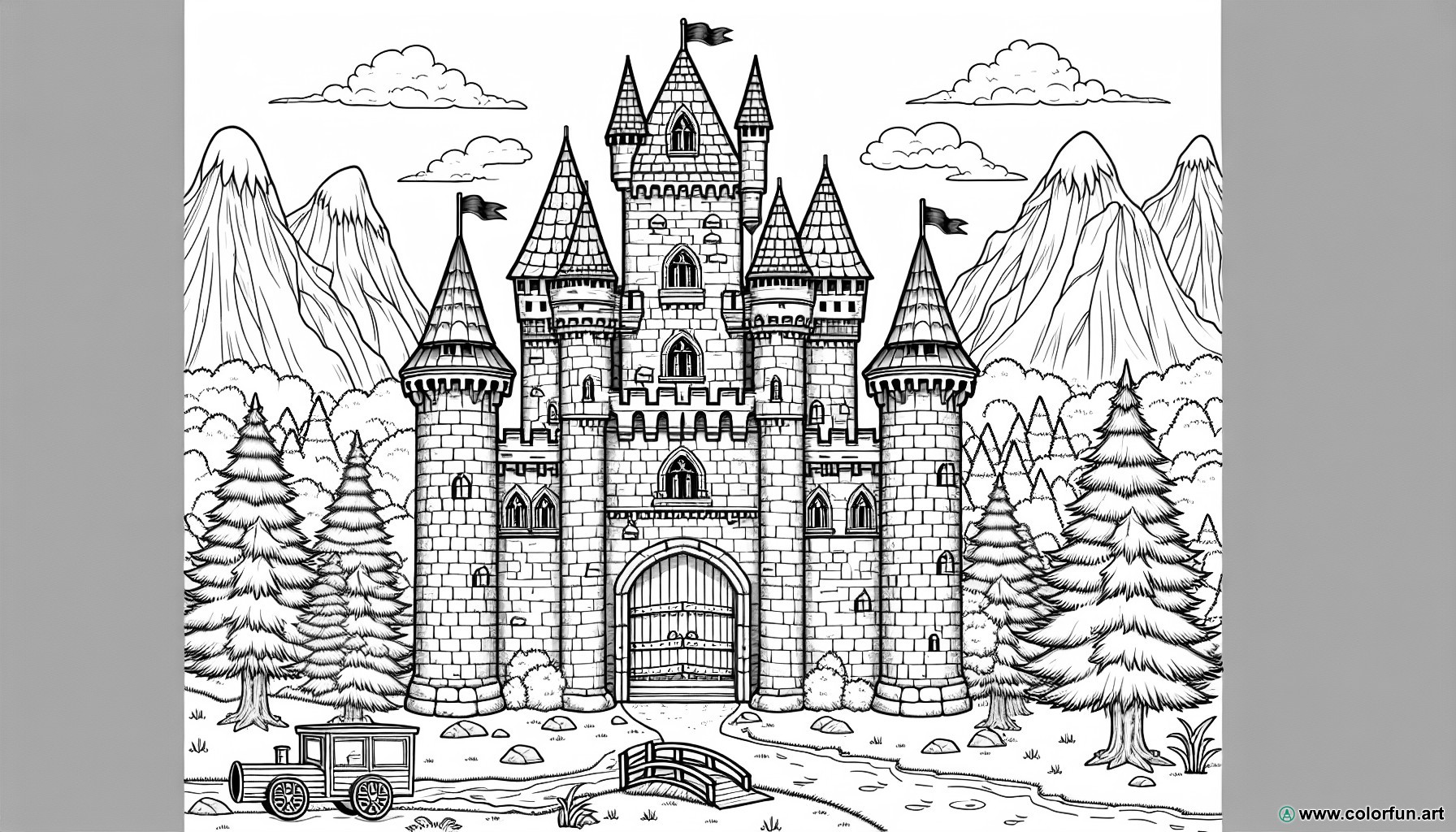 dibujo para colorear castillo feudal