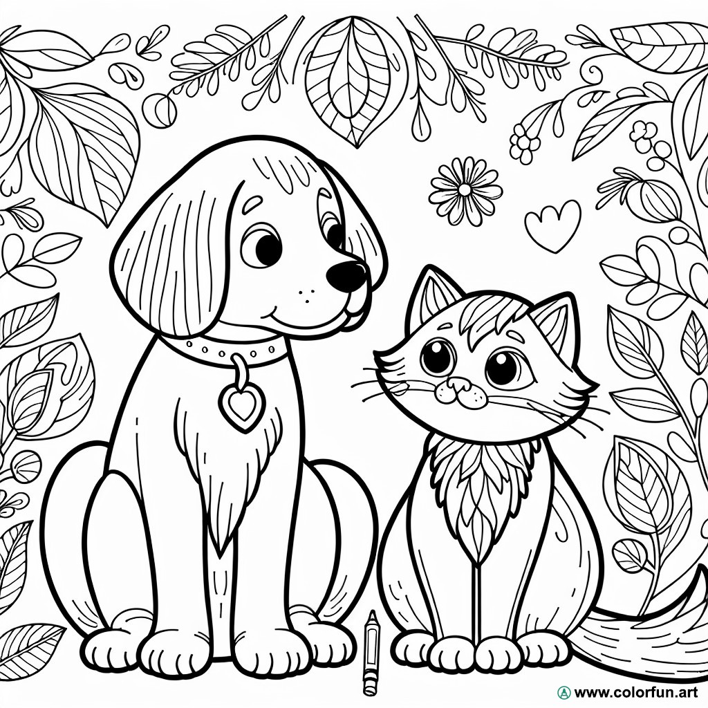 dibujo para colorear pareja de animales