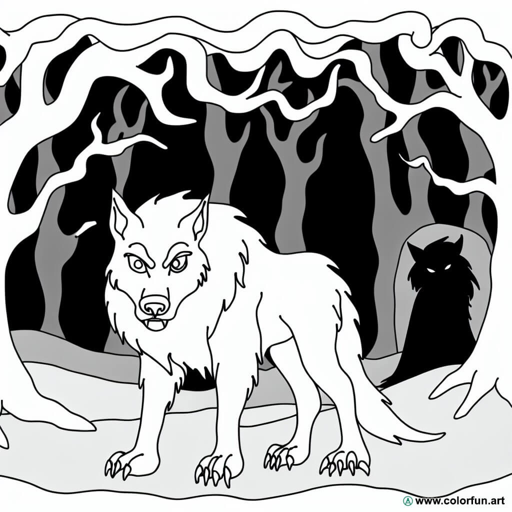 dibujo para colorear lobo hombre misterioso
