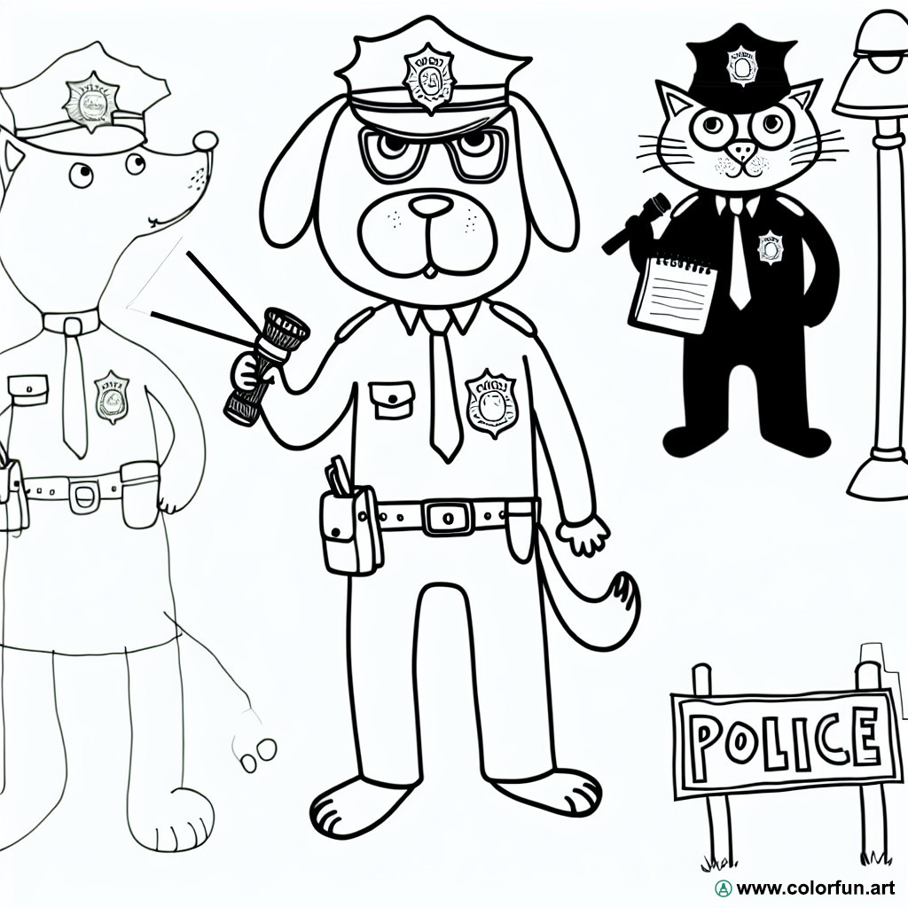 dibujo para colorear policía animales