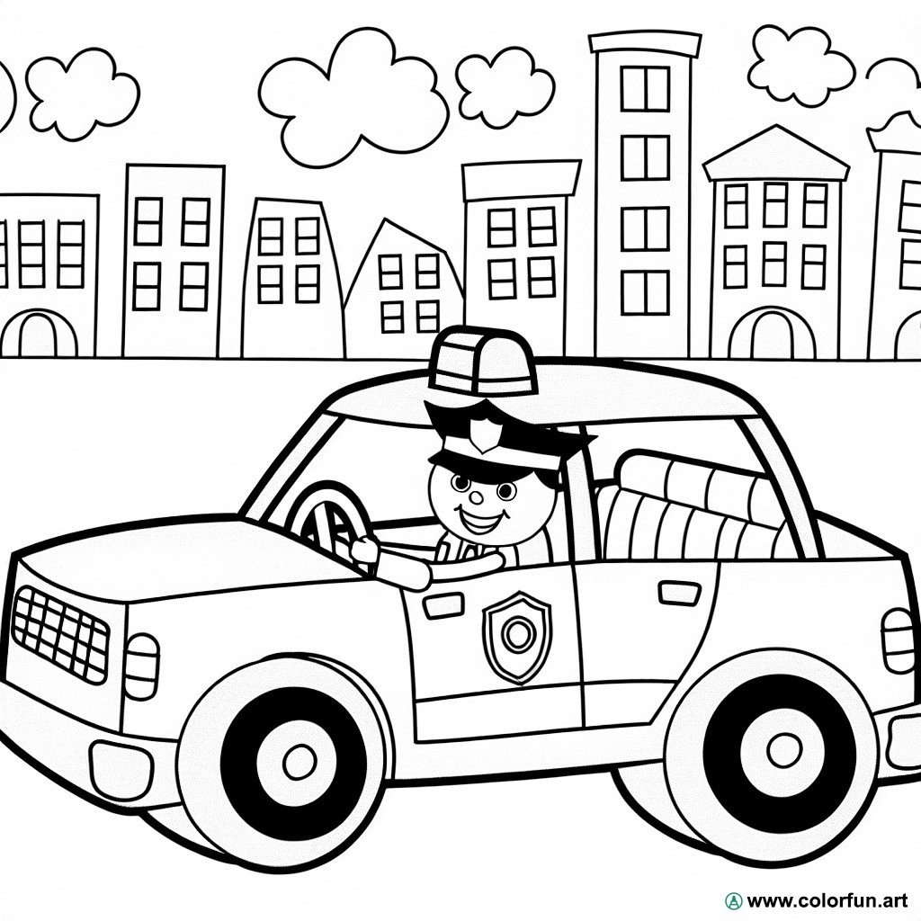dibujo para colorear policía coche