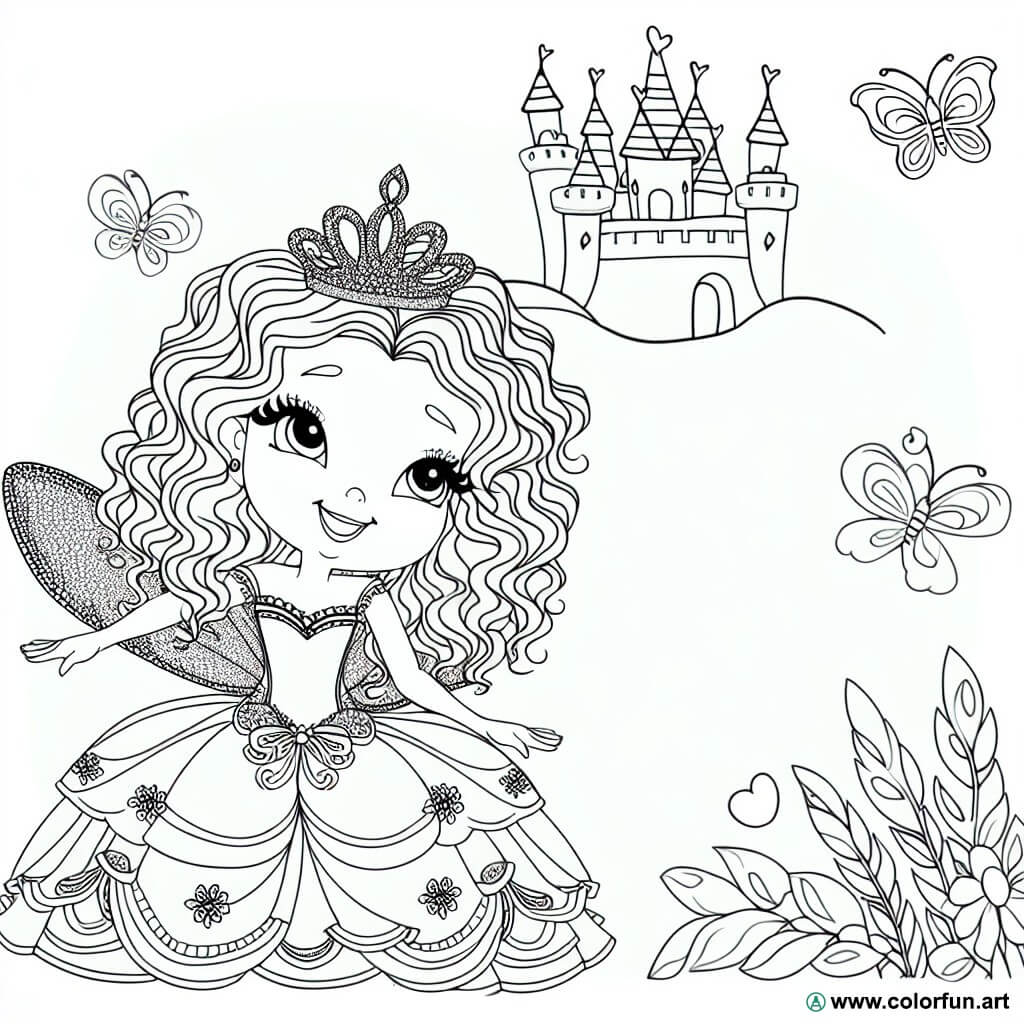 dibujo para colorear princesas para niños de 4 años