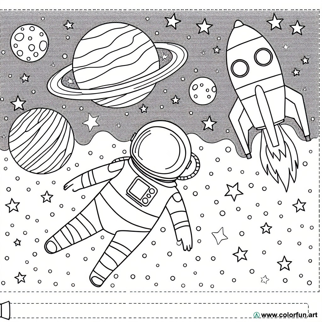 dibujo para colorear astronauta sistema solar