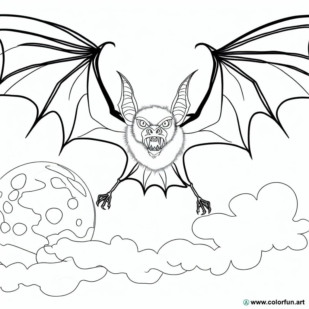 dibujo para colorear halloween murciélago vampiro