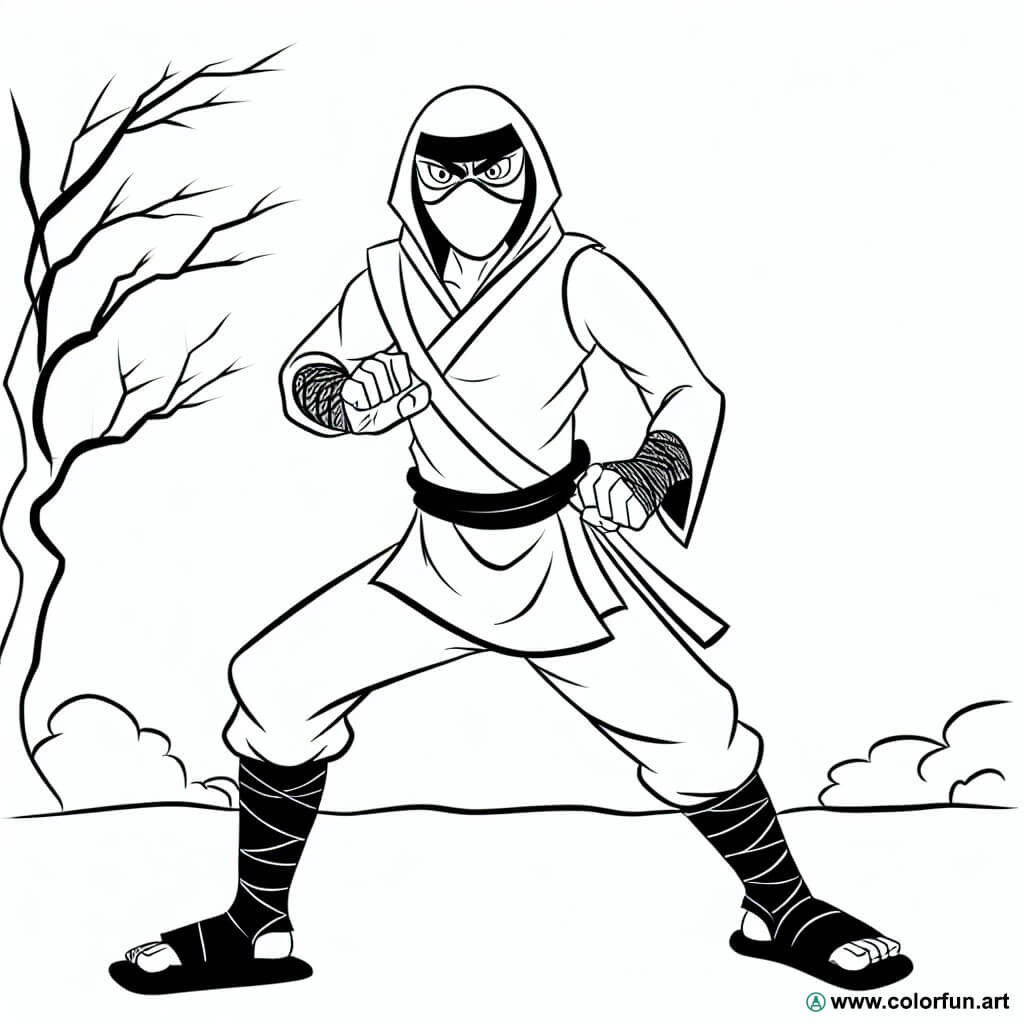 dibujo para colorear ninja guerrero
