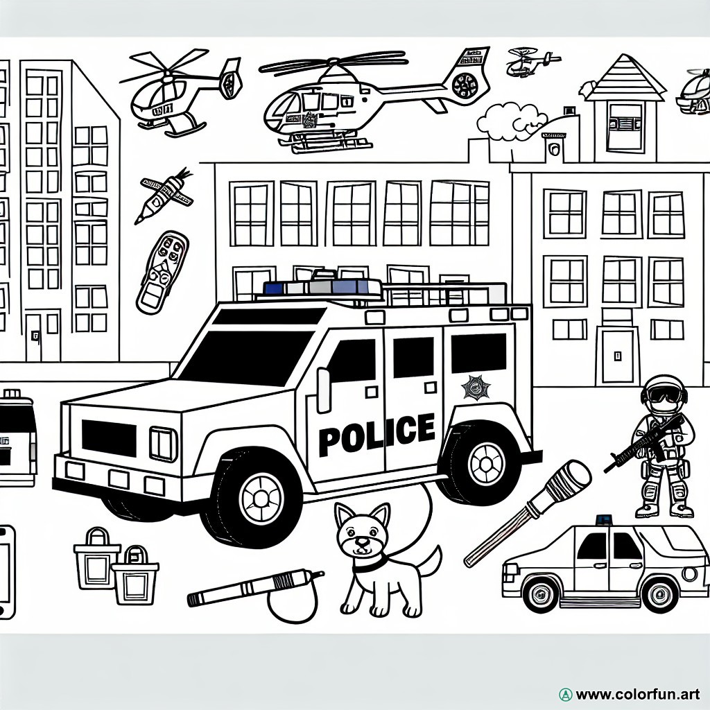 dibujo para colorear policía swat