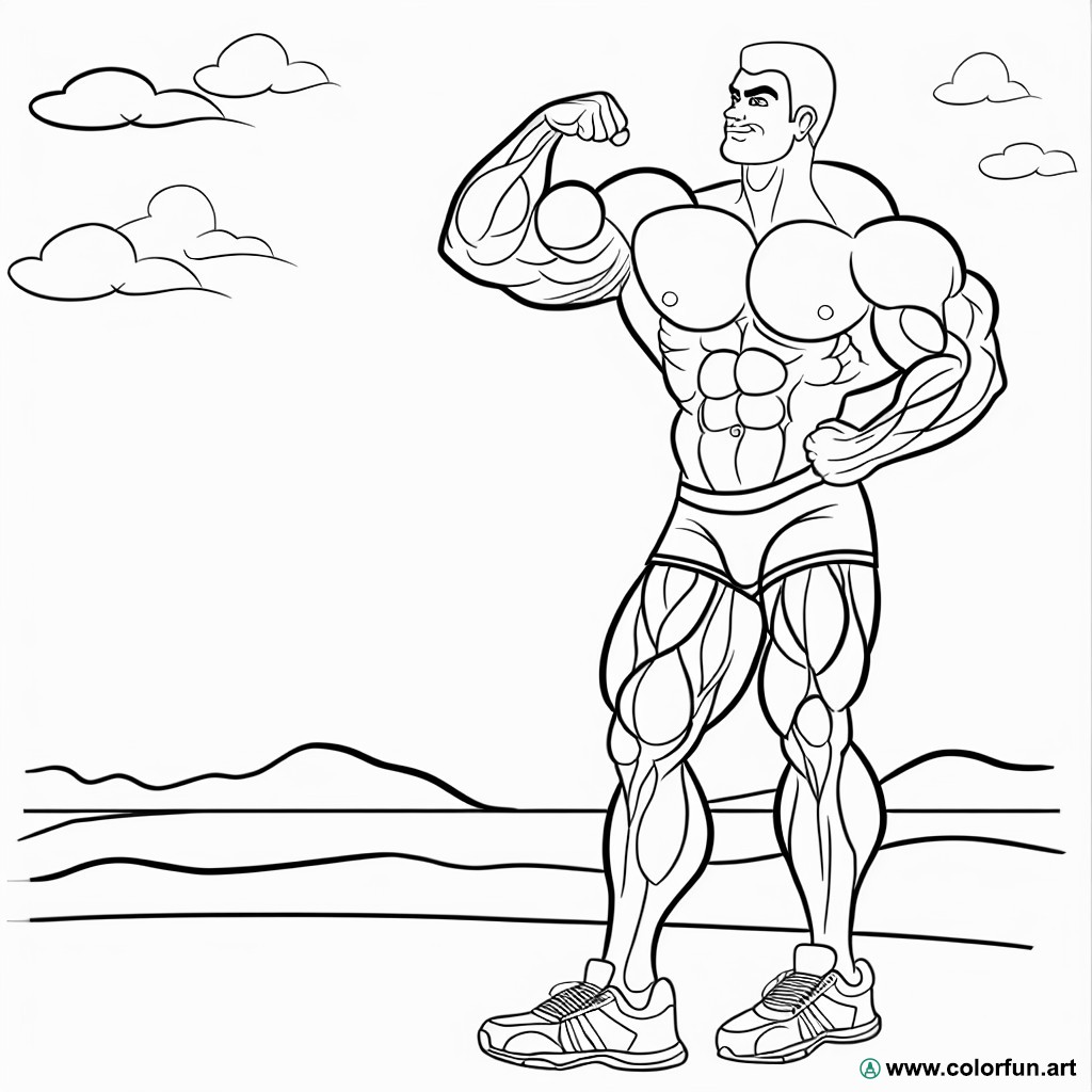 dibujo para colorear hombre musculoso