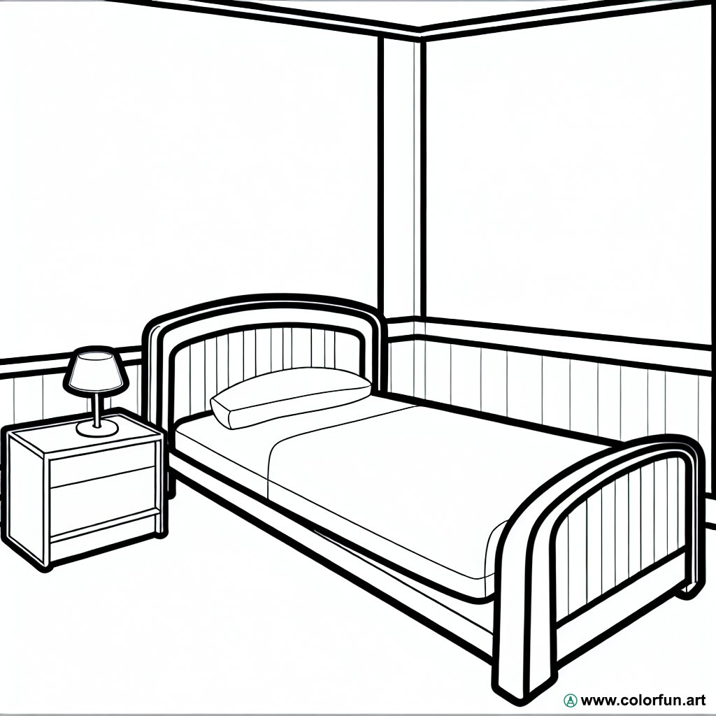 dibujo para colorear cama habitación